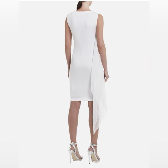 BCBG MAXAZRIA Elegant White Draped Dress Cowl Neck Sleeveless Size S - Picture 6 of 9